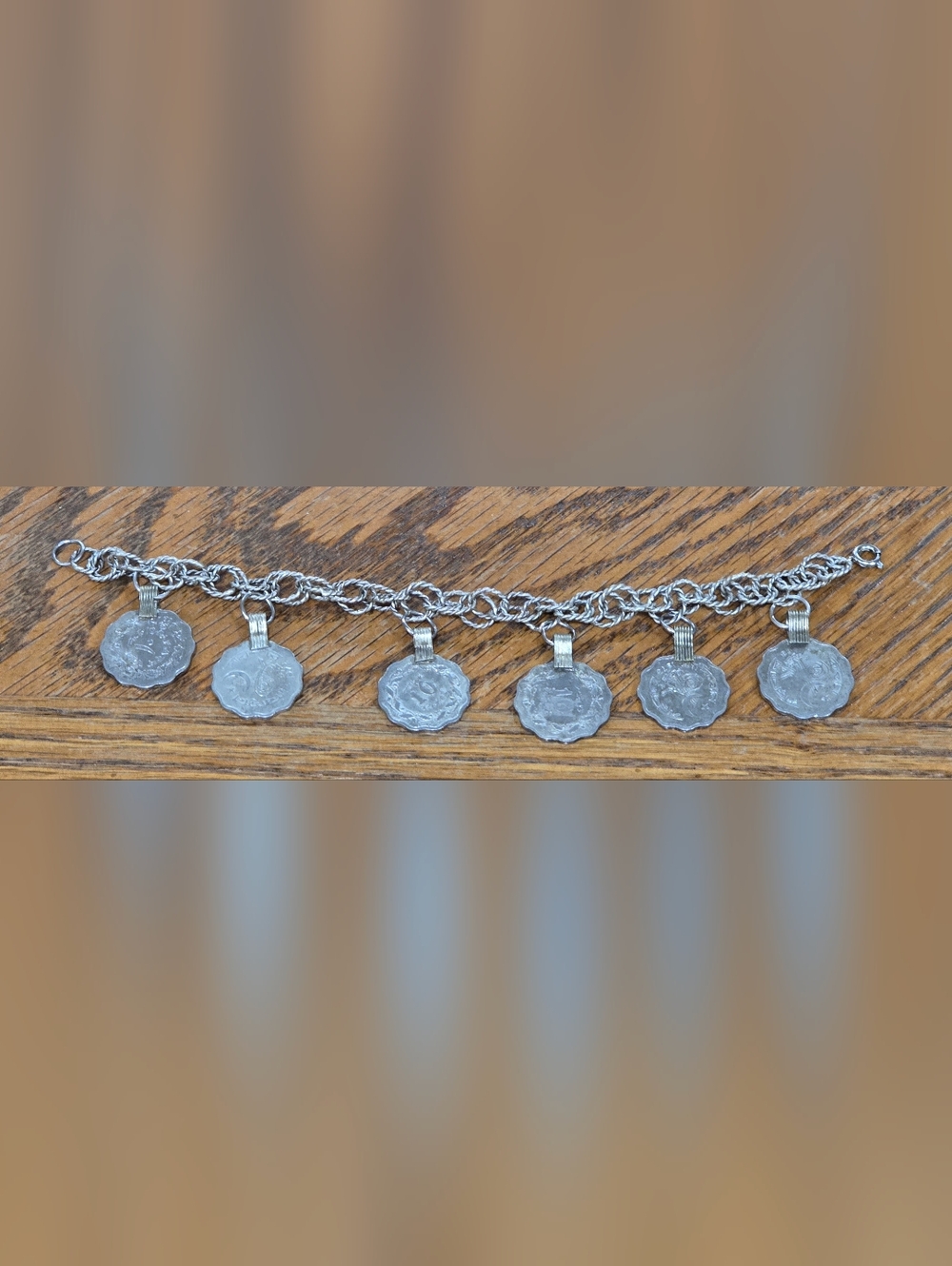 Republic Of Pakistan Silver-tone Coin Bracelet